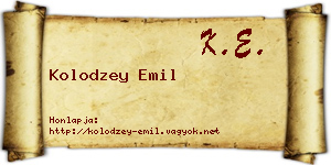 Kolodzey Emil névjegykártya